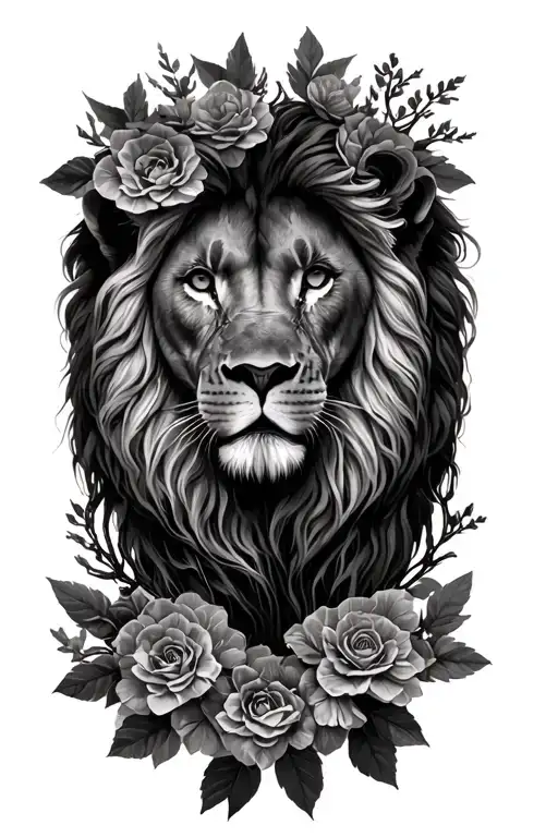 Tree Of Life And Lion And Wreath