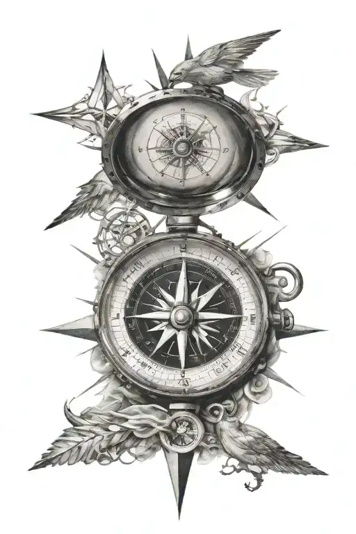 Compass Surrounded By Various