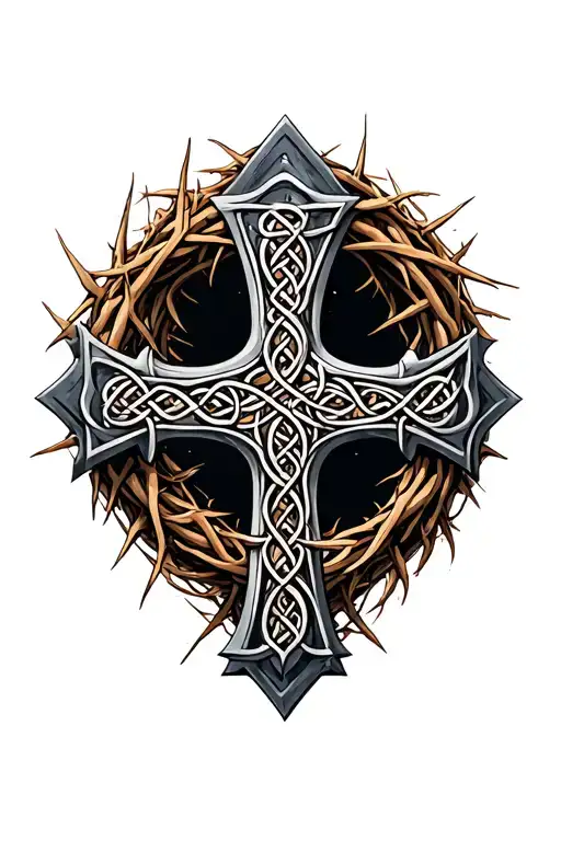 Celtic Cross With Crown Of Thorns