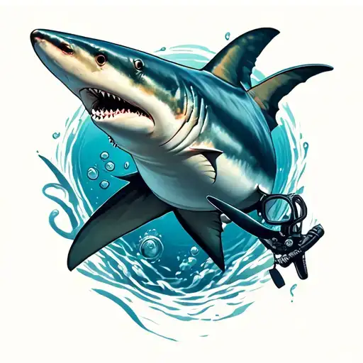 Diver With Shark