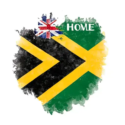 The Aboriginal Flag With The Word Home On Top Of It On My Left Hand