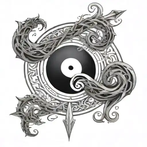 Yin And Yang Symbol With An Infinity Arrow