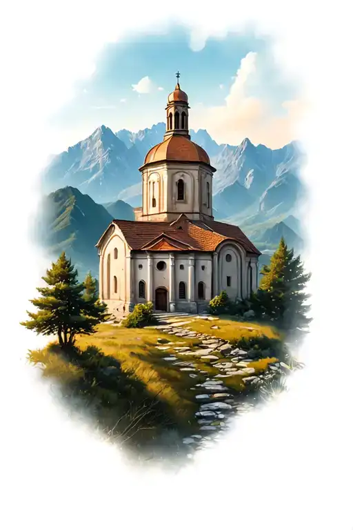 Sapanta Peri Monastery From Romania With Romanian Mountains In Background