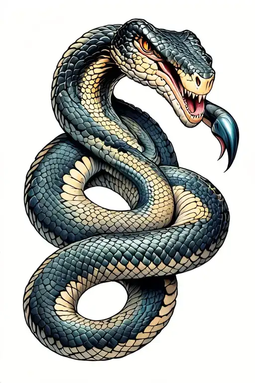 Snake Scale Around The Arm With The Snake's Head At The End Of Handles