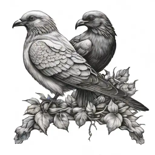 Dove And Raven Perched On Top
