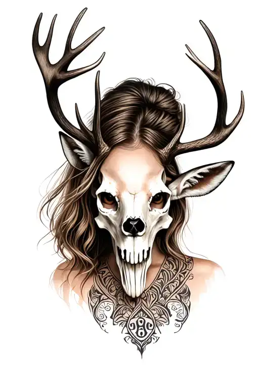 Girl Wearing Deer Skullhead