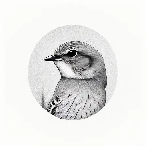 Portrait Of A Female Eastern Bluebird With Intricate Linework Details