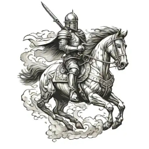 Knight On Running Horse Stabbing