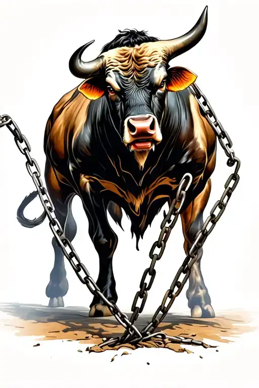 Furious Bull Breaking Chains