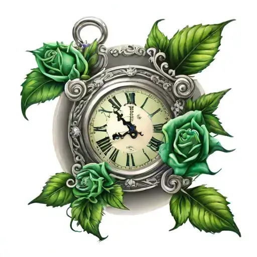 Emerald Gem Full Moon Clock Roses