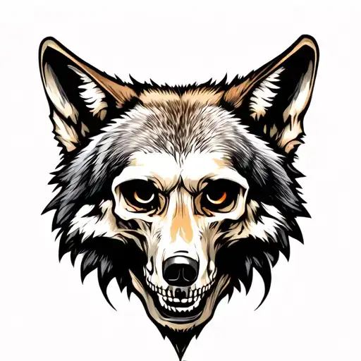 Skull And Wolf Face