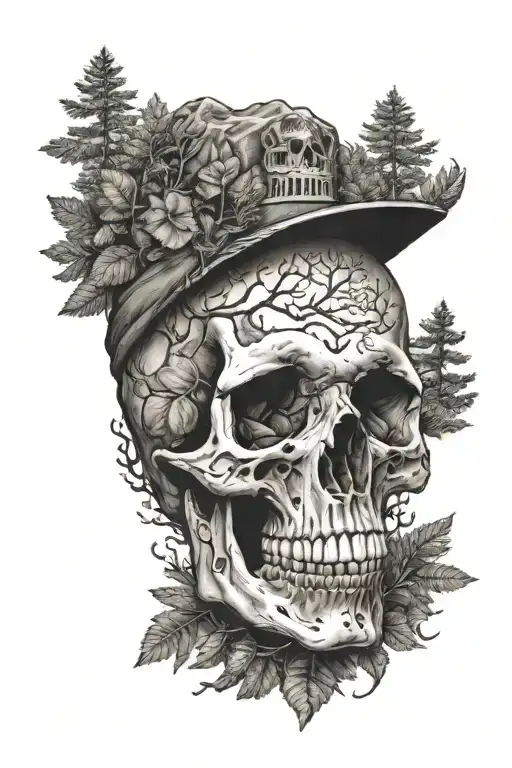 Skull With Forest Scene