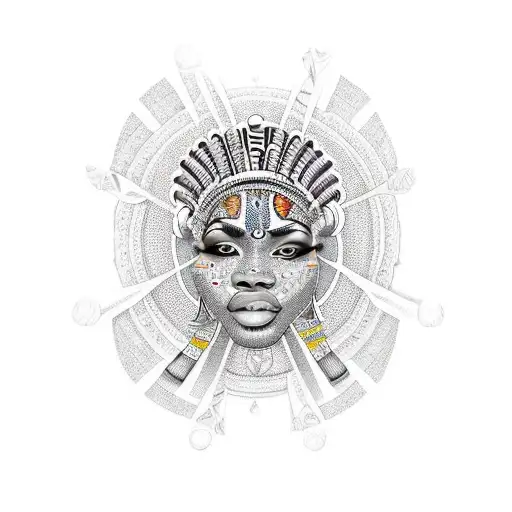 Orisha Shango Surrounded By Traditional African Tribal Patterns