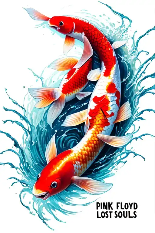 Pink Floyd Two Lost Souls Koi Fish Swimming