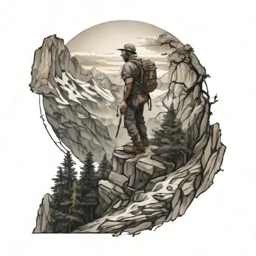 Tattoo Man On Mountain