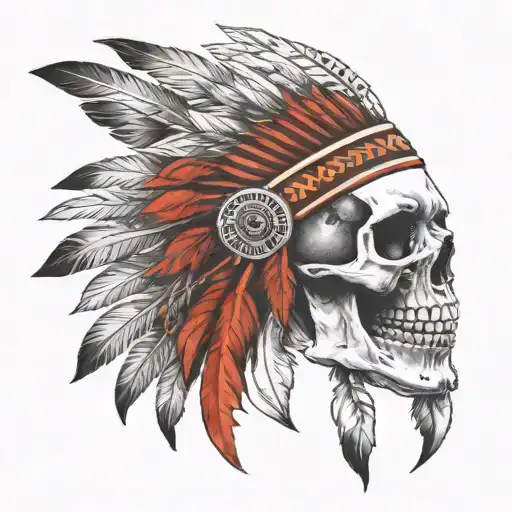 Red Native American Skull