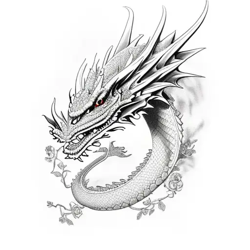 Dragon With Flowers