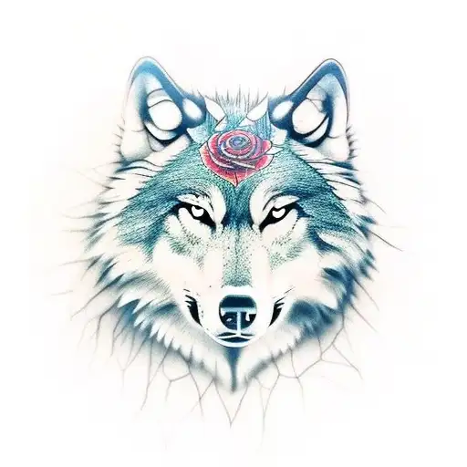 Neotraditional Wolf And Rose