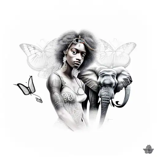 Black Girl With Curly Hair In Pandora With Elephants And Butterflies