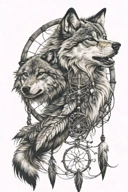 Dreamcatcher With A Wolf On Top