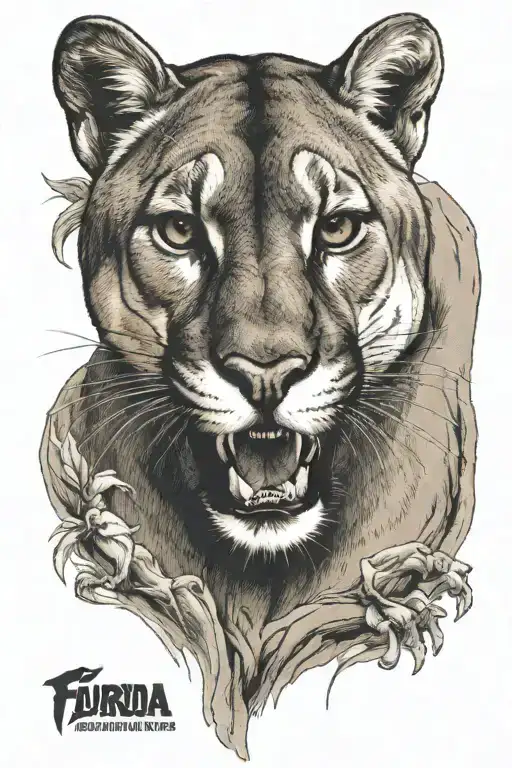 Mountain Lion Pouncing Vertically With Face Facing Foward Like The Old Florida Panthers Logo