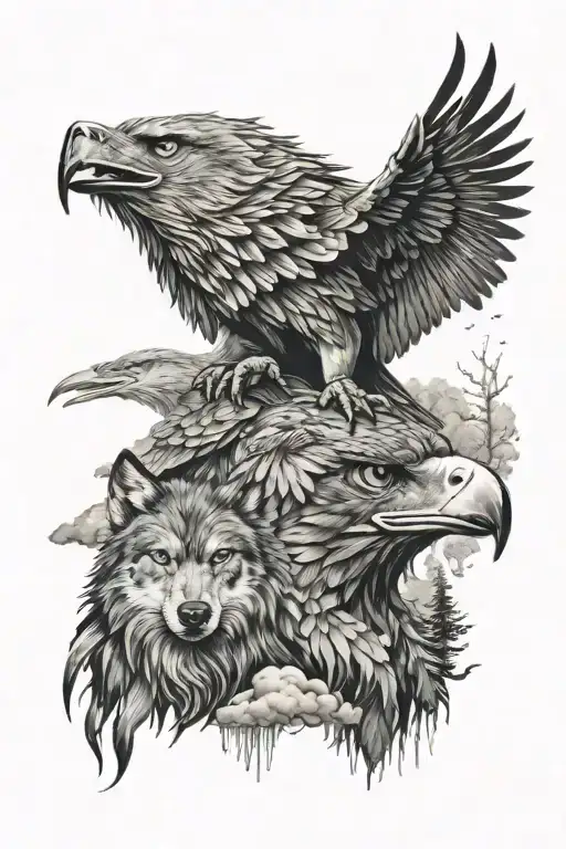 Wolf And Eagle