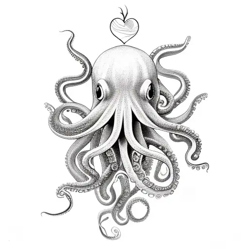 Octopus With Tentacles Around A Heart