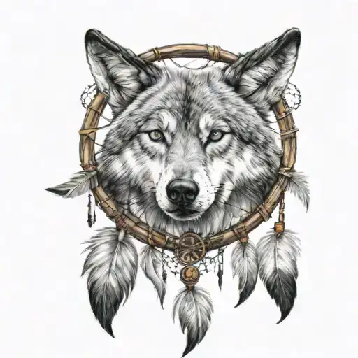 Dreamcatcher With A Wolf Head