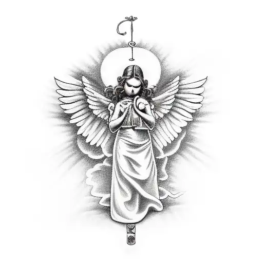 Cartoon Clouds Angel Scroll