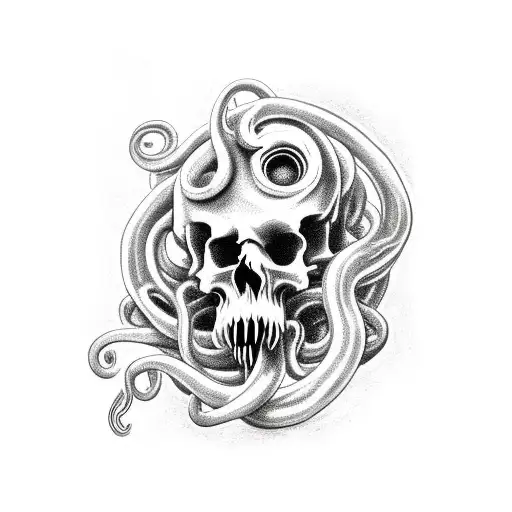 Cthulu Skull Wuth Tentacles For A Mouth