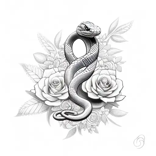 Snake And Flowers