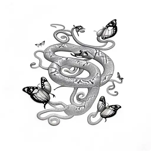 Snake With Butterflies On It