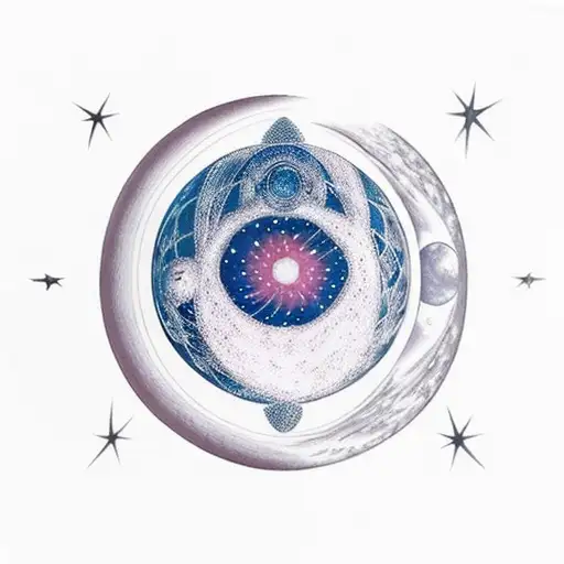 Star Going Around The Moon With Stars Behind