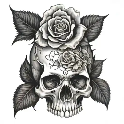 Skull With Roses Comimg Out Eye