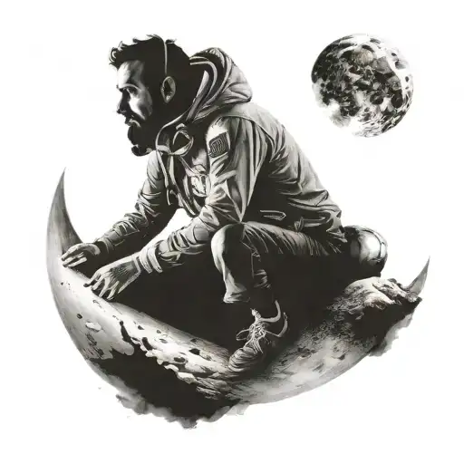 Man Sitting On The Moon