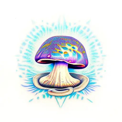 Psychodelic Tattoo Mushroom Sunset Agressive Psychodelic Edges