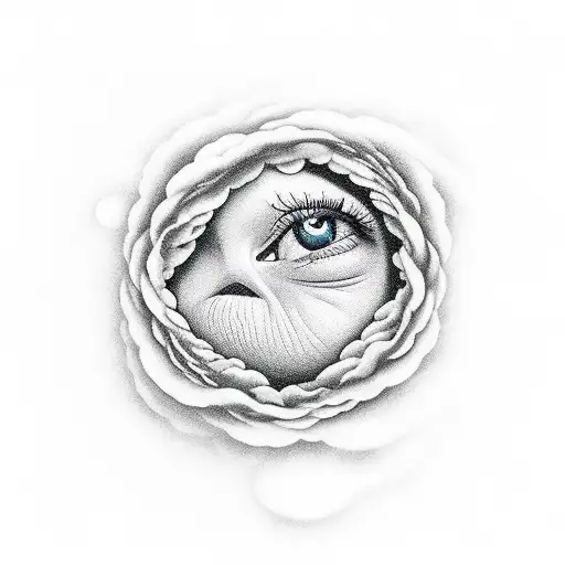 A Woman With A Lump In Her Throat Surrounded By A Swirling Cloud Of Butterflies