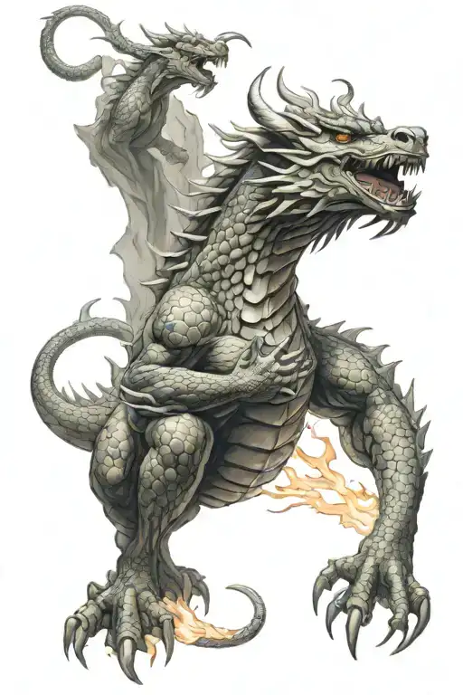 Ox And Dragon Breathing Fire