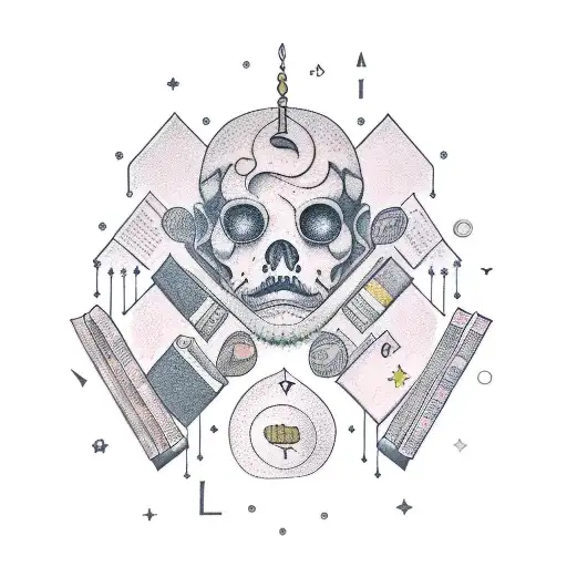 A Realistic Portrait Of The Libra Zodiac Sign Surrounded By Books And A Chalkboard