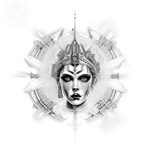 Victory Goddess With Gothic Background