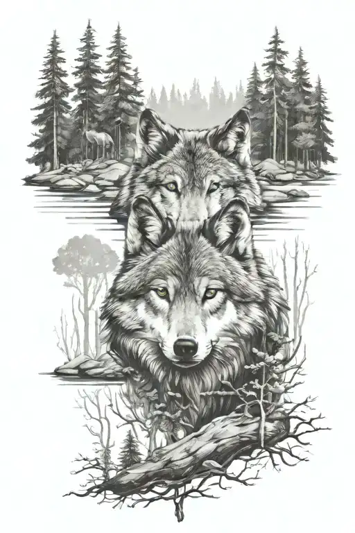 Wolf In A Forest