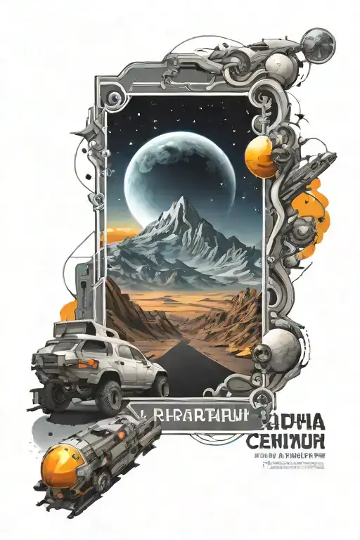 Travel Brochure Poster Advertising A Vacation To Alpha Centauri In The Future In A Rectangular Frame