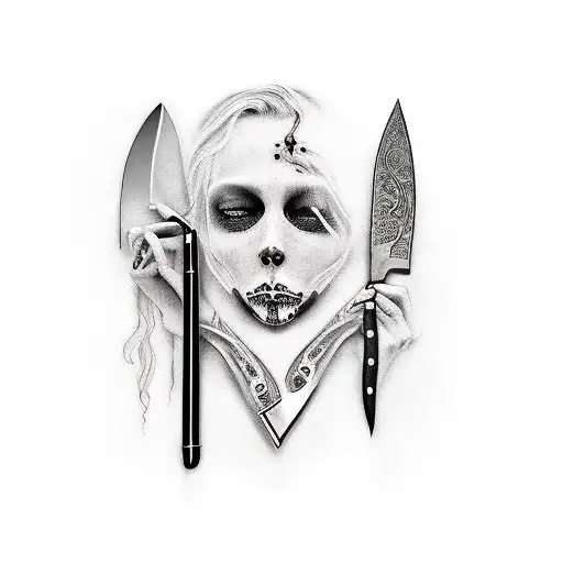 A Realistic Portrait Of A Gothic Poet Holding A Knife