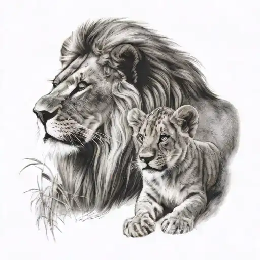 Lion And Cub Faces