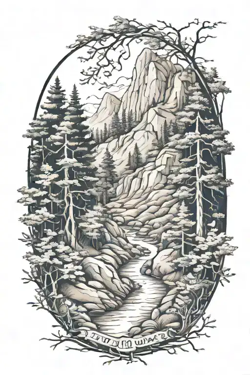 Mountain Trail Winding Through A Forest