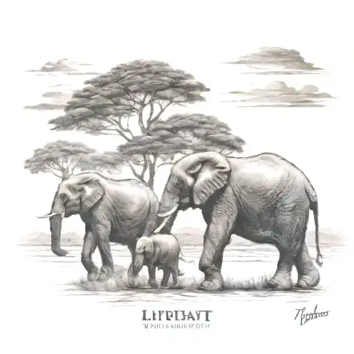 Elephant Walking Into Sunset Landscape