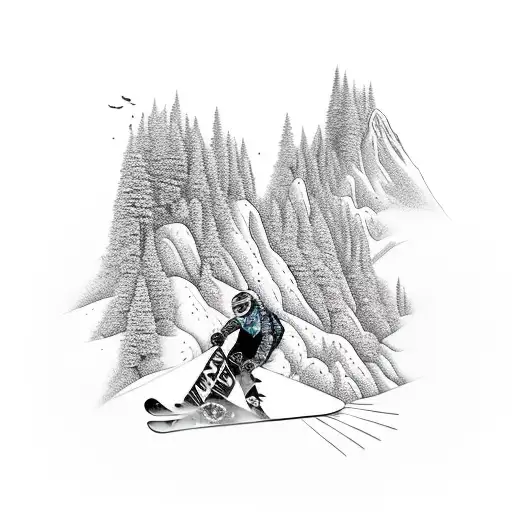 Mountain With Snowboarder And Mountain Biker