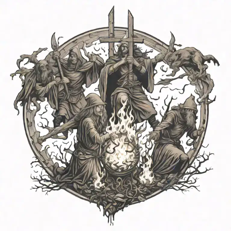 Witches Burning At The Stake In Medieval Europe