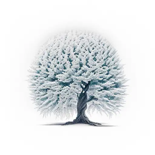 Tree With 8 Berries Mountain Scene