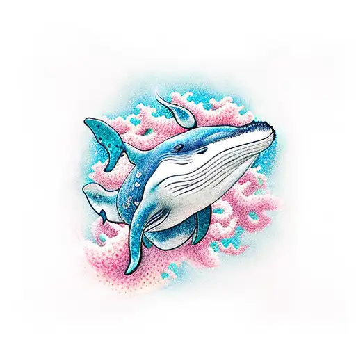 A Majestic Whale Swimming In The Depths Of The Ocean Surrounded By Vibrant Coral Reefs